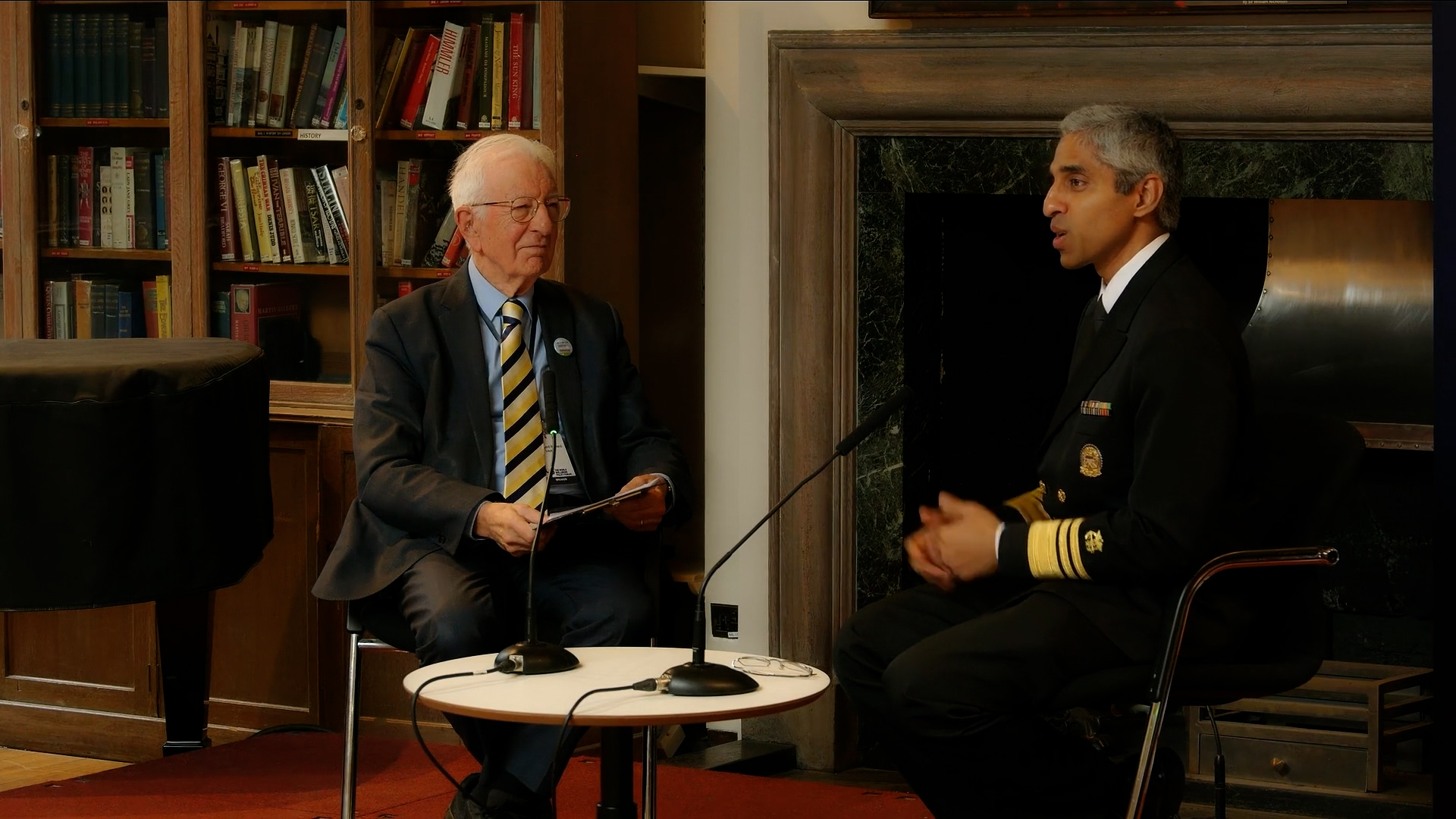 Prof Lord Richard Layard and Dr Vivek Murthy at the World Wellbeing Policy Forum 2024