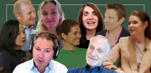 An image with photos of all guests from Season 2 of the Working on Wellbeing podcast by the World Wellbeing Movement. Pictured guests from left to right are; Dr Diana Han Kim Leadbeater Lord Gus O'Donnell Prof Ethan Kross Rachel Fellowes Dimitra Manis Prof Robert Waldinger Dame Tracey Crouch Karen Guggenheim