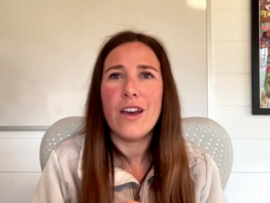 Photo of Jess Thom on the Working on Wellbeing podcast