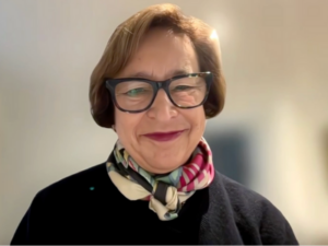 Photo of Prof Amanda Kirby on the Working on Wellbeing podcast