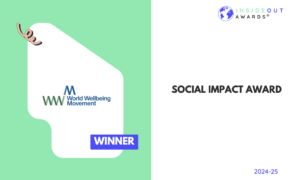 Award Certificate for the World Wellbeing Movement who received the Social Impact Award at the InsideOut Awards 2025.